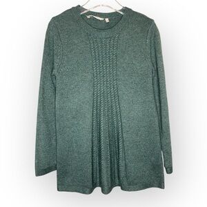 Soft Surroundings Flared Green Cable Knit Detail Sydney Sweater Size M